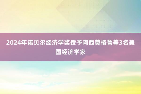 2024年诺贝尔经济学奖授予阿西莫格鲁等3名美国经济学家