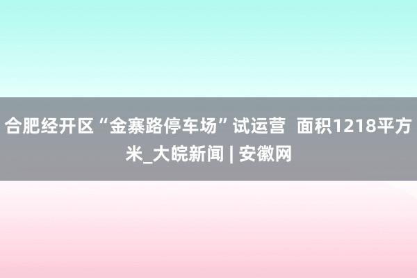 合肥经开区“金寨路停车场”试运营  面积1218平方米_大皖新闻 | 安徽网