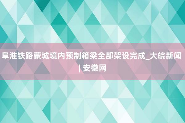 阜淮铁路蒙城境内预制箱梁全部架设完成_大皖新闻 | 安徽网