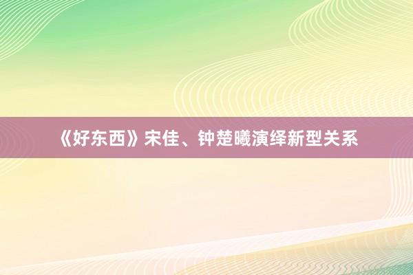 《好东西》宋佳、钟楚曦演绎新型关系