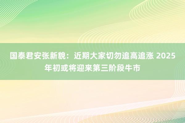 国泰君安张新貌：近期大家切勿追高追涨 2025年初或将迎来第三阶段牛市