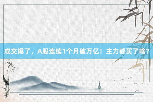 成交爆了，A股连续1个月破万亿！主力都买了啥？