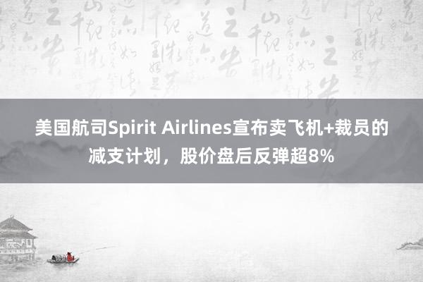 美国航司Spirit Airlines宣布卖飞机+裁员的减支计划，股价盘后反弹超8%