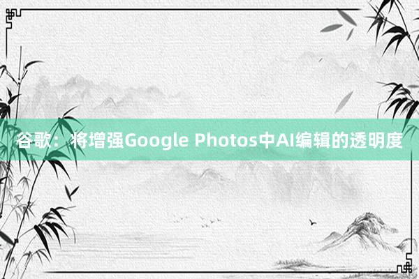 谷歌：将增强Google Photos中AI编辑的透明度