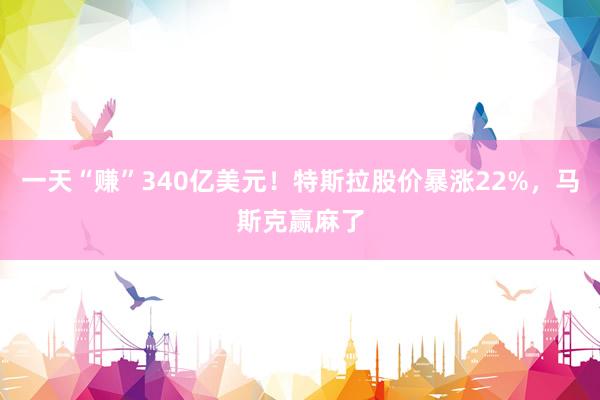 一天“赚”340亿美元！特斯拉股价暴涨22%，马斯克赢麻了