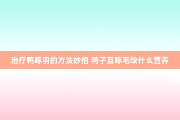 治疗鸭啄羽的方法妙招 鸭子互啄毛缺什么营养