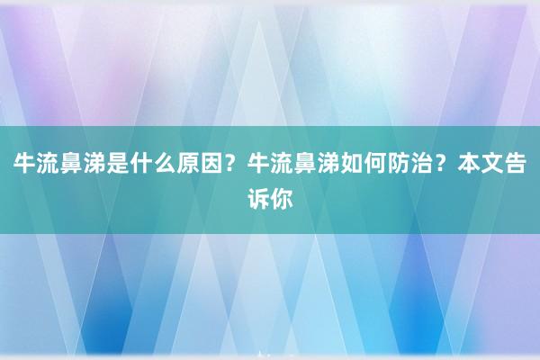 牛流鼻涕是什么原因？牛流鼻涕如何防治？本文告诉你