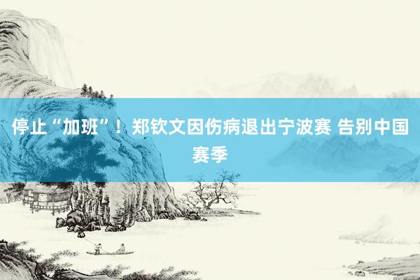 停止“加班”！郑钦文因伤病退出宁波赛 告别中国赛季