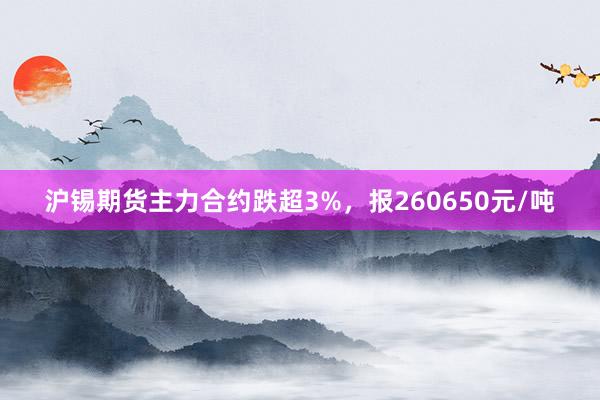 沪锡期货主力合约跌超3%，报260650元/吨