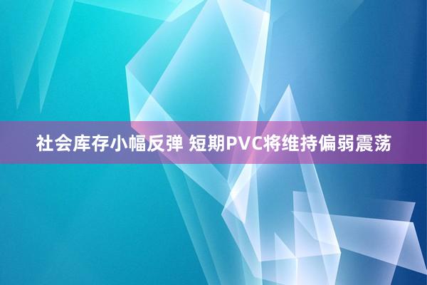 社会库存小幅反弹 短期PVC将维持偏弱震荡