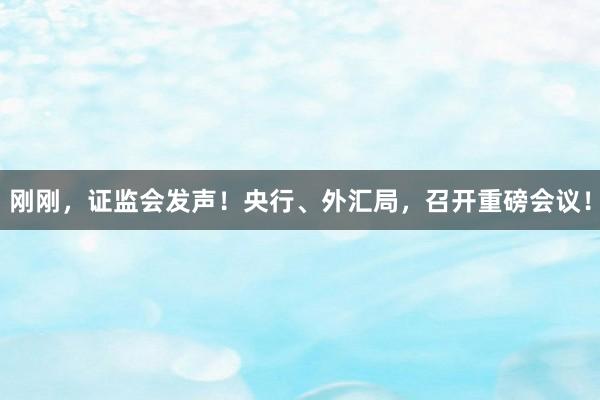 刚刚，证监会发声！央行、外汇局，召开重磅会议！