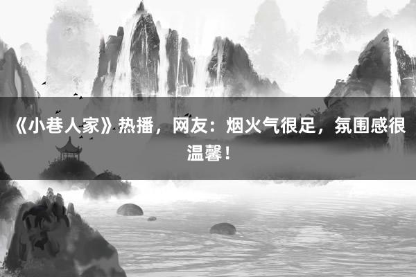 《小巷人家》热播，网友：烟火气很足，氛围感很温馨！