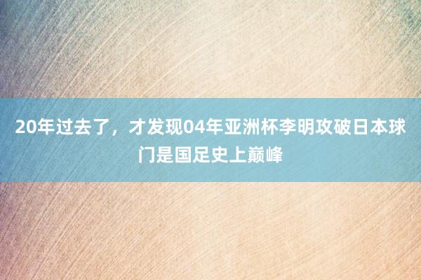 20年过去了，才发现04年亚洲杯李明攻破日本球门是国足史上巅峰