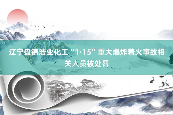 辽宁盘锦浩业化工“1·15”重大爆炸着火事故相关人员被处罚