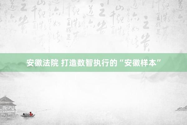 安徽法院 打造数智执行的“安徽样本”