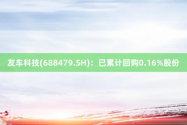 友车科技(688479.SH)：已累计回购0.16%股份