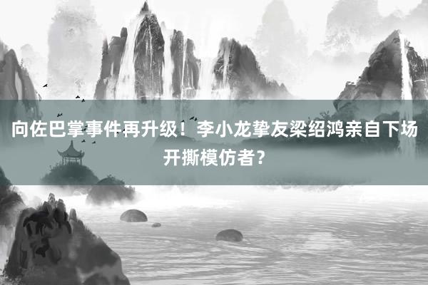 向佐巴掌事件再升级！李小龙挚友梁绍鸿亲自下场开撕模仿者？