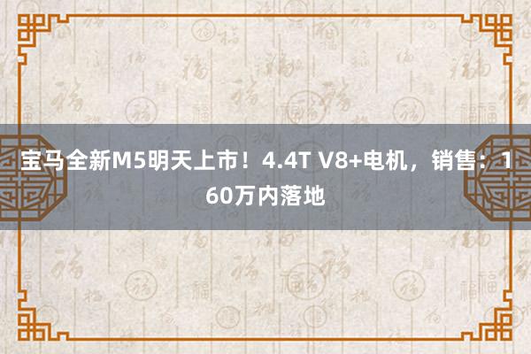 宝马全新M5明天上市！4.4T V8+电机，销售：160万内落地