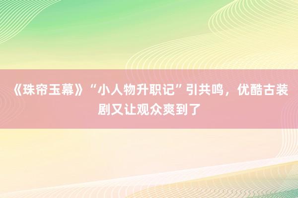 《珠帘玉幕》“小人物升职记”引共鸣，优酷古装剧又让观众爽到了