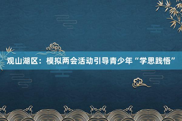 观山湖区：模拟两会活动引导青少年“学思践悟”