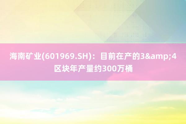 海南矿业(601969.SH)：目前在产的3&4区块年产量约300万桶