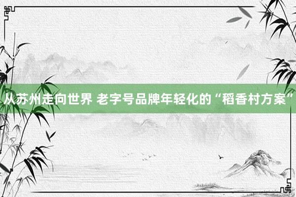 从苏州走向世界 老字号品牌年轻化的“稻香村方案”