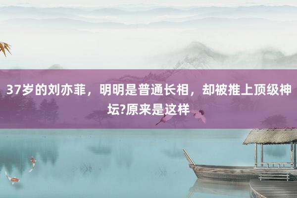 37岁的刘亦菲，明明是普通长相，却被推上顶级神坛?原来是这样