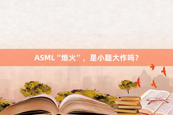 ASML“熄火”，是小题大作吗？