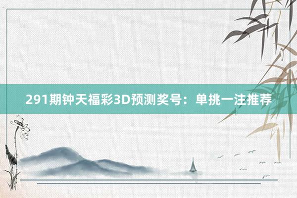 291期钟天福彩3D预测奖号：单挑一注推荐