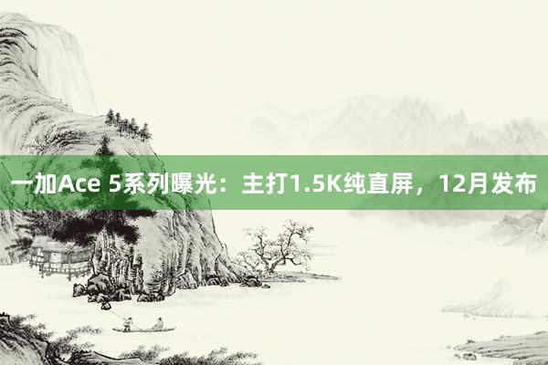 一加Ace 5系列曝光：主打1.5K纯直屏，12月发布