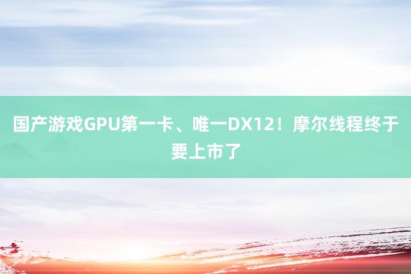 国产游戏GPU第一卡、唯一DX12！摩尔线程终于要上市了