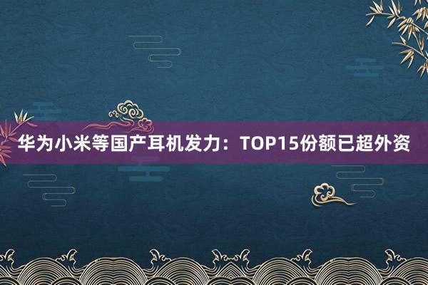 华为小米等国产耳机发力：TOP15份额已超外资