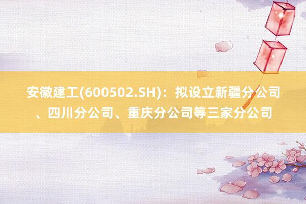 安徽建工(600502.SH)：拟设立新疆分公司、四川分公司、重庆分公司等三家分公司