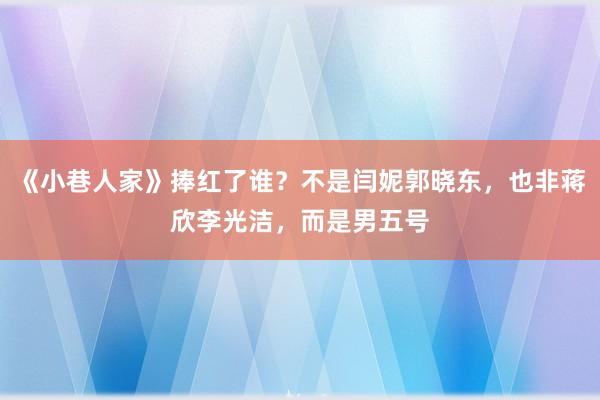 《小巷人家》捧红了谁？不是闫妮郭晓东，也非蒋欣李光洁，而是男五号