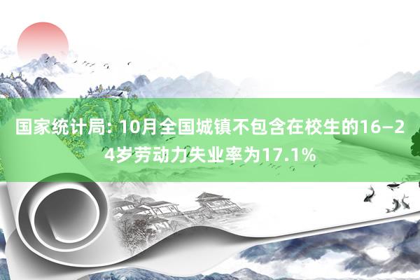 国家统计局: 10月全国城镇不包含在校生的16—24岁劳动力失业率为17.1%