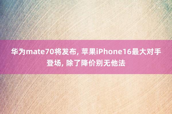 华为mate70将发布, 苹果iPhone16最大对手登场, 除了降价别无他法