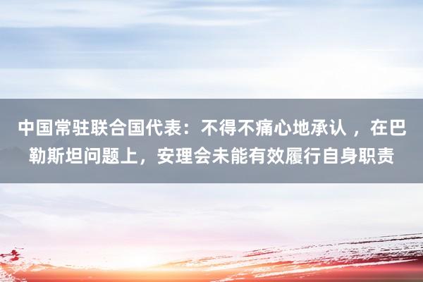 中国常驻联合国代表：不得不痛心地承认 ，在巴勒斯坦问题上，安理会未能有效履行自身职责