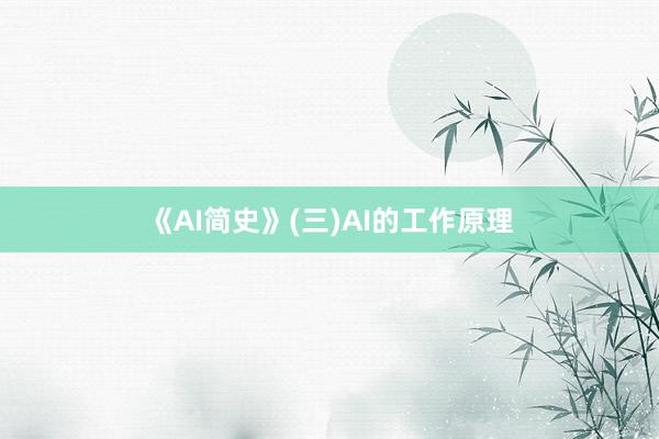 《AI简史》(三)AI的工作原理