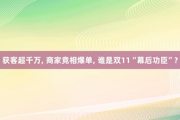 获客超千万, 商家竞相爆单, 谁是双11“幕后功臣”?