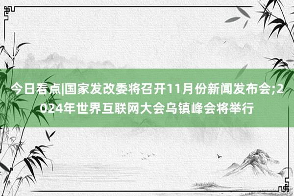 今日看点|国家发改委将召开11月份新闻发布会;2024年世界互联网大会乌镇峰会将举行