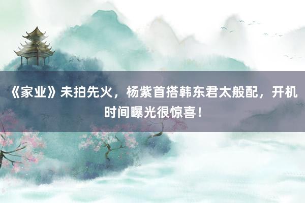 《家业》未拍先火，杨紫首搭韩东君太般配，开机时间曝光很惊喜！