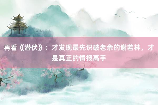 再看《潜伏》：才发现最先识破老余的谢若林，才是真正的情报高手