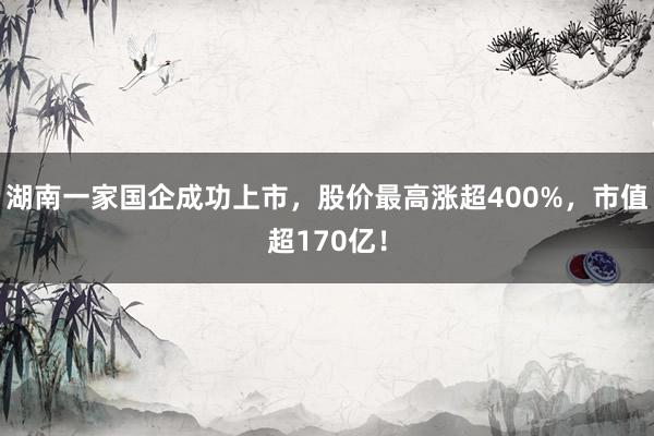 湖南一家国企成功上市，股价最高涨超400%，市值超170亿！