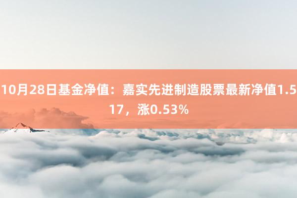 10月28日基金净值：嘉实先进制造股票最新净值1.517，涨0.53%