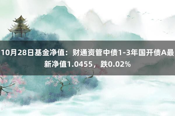 10月28日基金净值：财通资管中债1-3年国开债A最新净值1.0455，跌0.02%