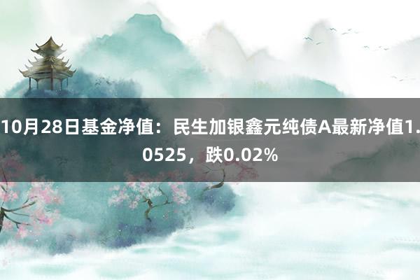 10月28日基金净值：民生加银鑫元纯债A最新净值1.0525，跌0.02%