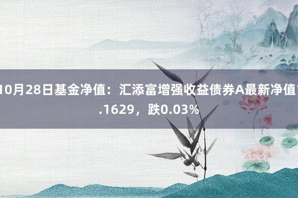 10月28日基金净值：汇添富增强收益债券A最新净值1.1629，跌0.03%