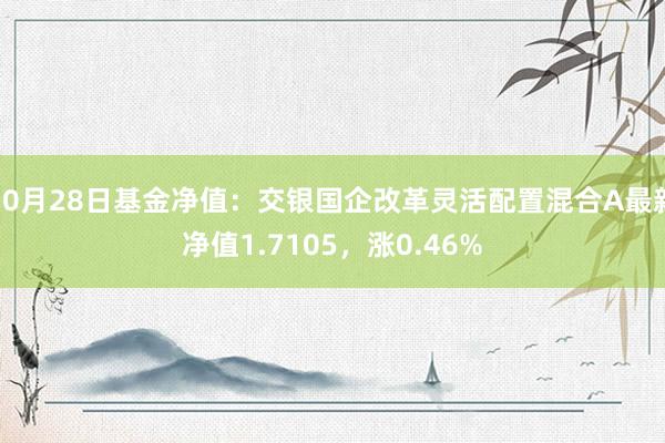 10月28日基金净值：交银国企改革灵活配置混合A最新净值1.7105，涨0.46%