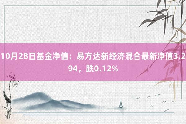 10月28日基金净值：易方达新经济混合最新净值3.294，跌0.12%