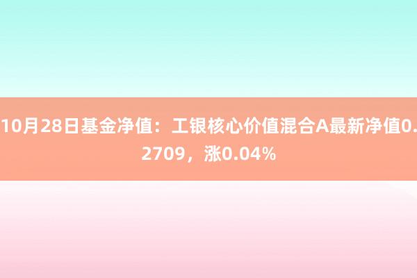 10月28日基金净值：工银核心价值混合A最新净值0.2709，涨0.04%